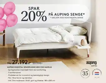 Auping essential sengeramme med one madras