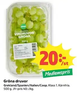 Coop Coop gröna druvor erbjuda