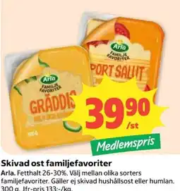 Coop Arla skivad ost familjefavoriter erbjuda