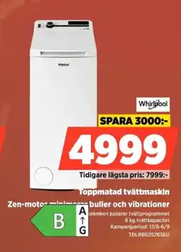 Power Whirlpool toppmatad tvättmaskin erbjuda