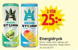 Matöppet Reign Storm Energidryck erbjuda