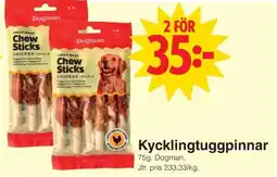 Matöppet Dogman Kycklingtuggpinnar erbjuda