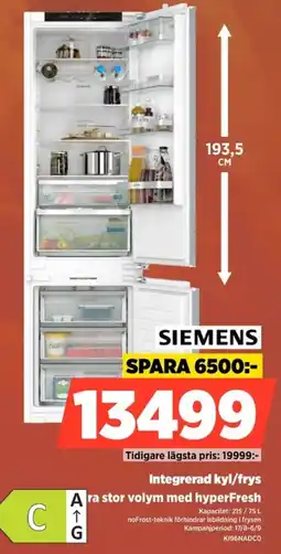 Power Siemens integrerad kyl/frys erbjuda