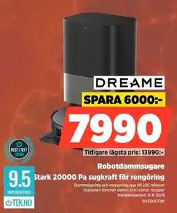 Power Dreame robotdammsugare Stark 20000 Pa sugkraft för rengöring erbjuda