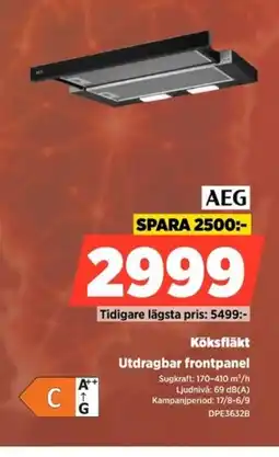 Power Aeg köksfläkt utdragbar frontpanel erbjuda