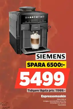 Power Siemens Espressomaskin erbjuda