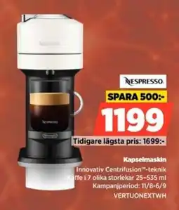 Power Nespresso kapselmaskin erbjuda