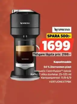 Power Nespresso kapselmaskin erbjuda