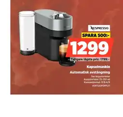 Power Nespresso kapselmaskin erbjuda