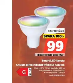 Power Conecto smart led-lampa erbjuda