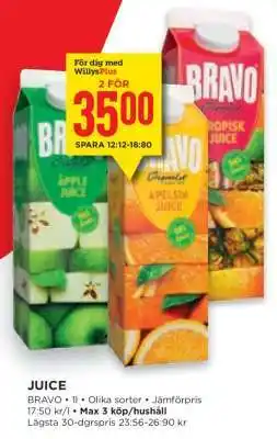 Willys JUICE erbjuda