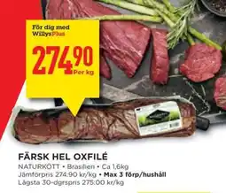 Willys Färsk hel oxfilé erbjuda