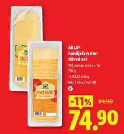 Lidl Arla Familjefavoriter skivad ost erbjuda