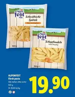 Lidl ALPENFEST Färsk pasta erbjuda