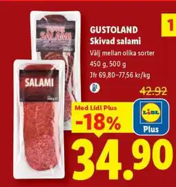 Lidl GUSTOLAND Skivad salami erbjuda