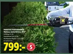 Lidl PARKSIDE PERFORMANCE Häcksax, batteridriven, 40 V erbjuda