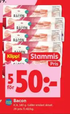 ICA Supermarket BACON erbjuda