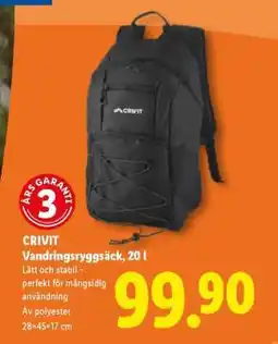 Lidl CRIVIT Vandringsryggsäck, 20 l erbjuda