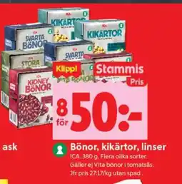 ICA Supermarket Bönor/Kikärtor/Linser erbjuda