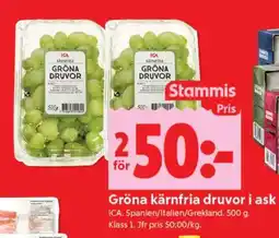 ICA Supermarket GRÖNA KÄRNFRIA DRUVOR I ASK erbjuda