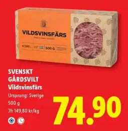 Lidl SVENSKT GÅRDSVILT Vildsvinsfärs erbjuda