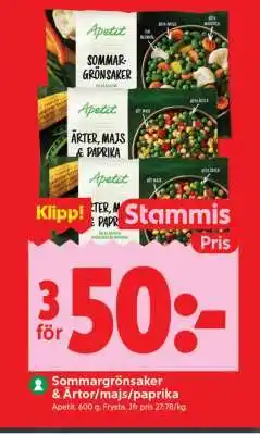 ICA Supermarket Sommargrönsaker & Ärtor/majs/paprika erbjuda