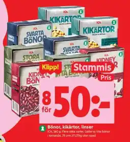 ICA Supermarket Bönor/Kikärtor/Linser erbjuda