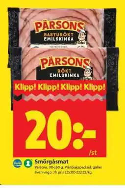 ICA Supermarket Pärsons Rökt Emulskinka erbjuda
