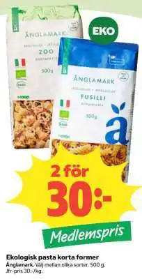 Coop Ekologisk pasta korta former erbjuda