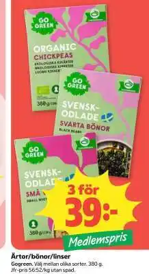 Coop Ärtor/bönor/linser erbjuda