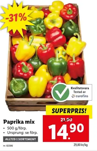 Lidl Paprika mix 500 g erbjuda