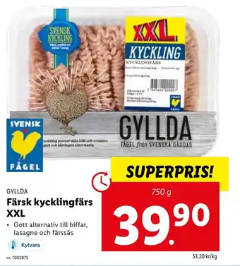 Lidl Gyllda Färsk Kycklingfärs XXL 750 g erbjuda