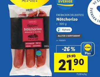 Lidl Enebacken Delikatess Nötchorizo 300g erbjuda