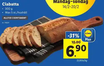 Lidl Ciabatta 300 g erbjuda