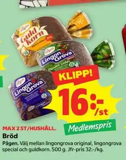 Stora Coop Bröd, Medlemspris erbjuda