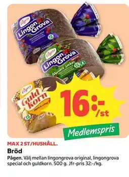 Coop Bröd, Medlemspris erbjuda