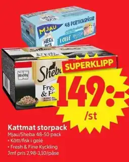 Nya Pulsen Mjau/Sheba kattmat erbjuda