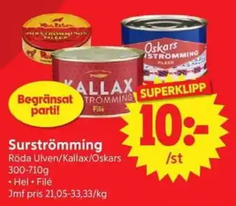 Nya Pulsen Surströmming Röda Ulven/Kallax/Oskars erbjuda