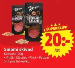 Nya Pulsen Kotivara salami skivad erbjuda