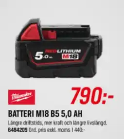 Tools Milwaukee batteri m18 b5 5,0 ah erbjuda