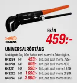 Tools Bahco universalrörtång erbjuda