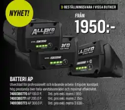 Tools Allpro batteri erbjuda