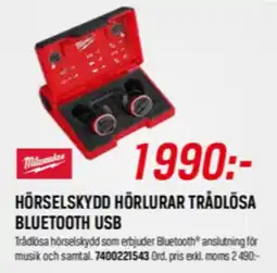 Tools Milwaukee hörselskydd hörlurar trådlösa bluetooth usb erbjuda