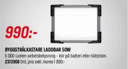 Tools Byggstrålkastare laddbar 50w erbjuda