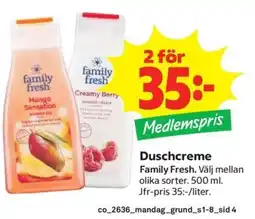 Coop Konsum Family Fresh Duschcreme erbjuda
