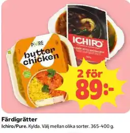 Coop Ichiro/Pure färdigrätter erbjuda