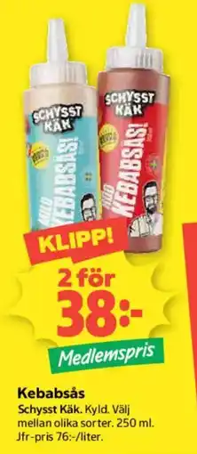 Coop Schysst Käk Kebabsås erbjuda
