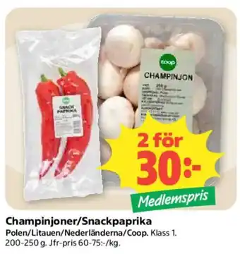 Coop champinjoner/snackpaprika