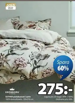 JYSK ESTHER påslakanset i satin erbjuda