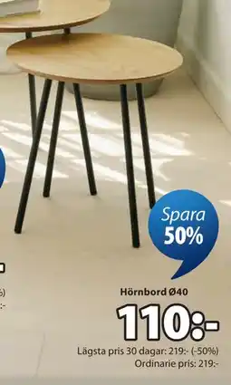 JYSK NYBO hörnbord Ø40 erbjuda